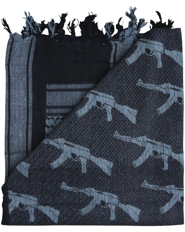 Kombat - Shemagh Scarf - Gun Pattern Black & Grey