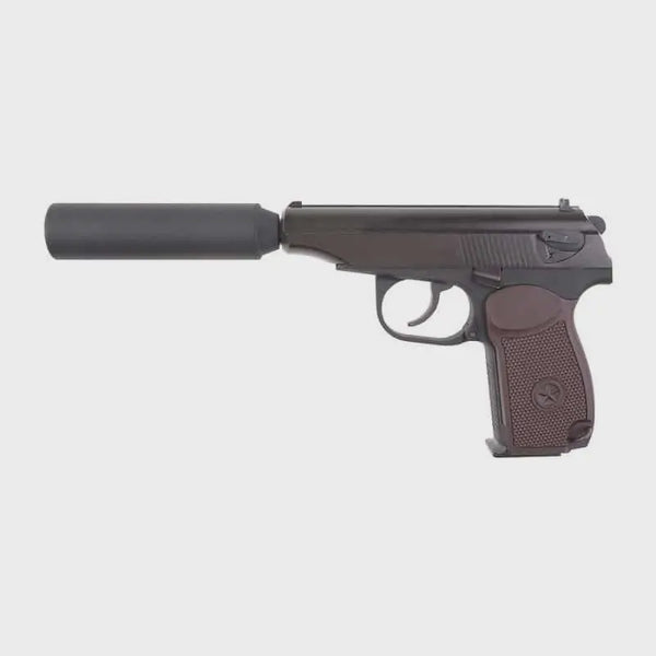 WE - Makarov w/ Silencer & Extended Barrel - Brown Grip