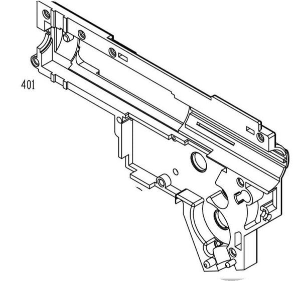 AEG 2.5+/ 3+ Mechbox: Shell, Right (Part 401)